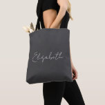 Beautiful Script Personalized Name Dark Grey Tygkasse<br><div class="desc">Elegant Beautiful Script Personalized Name Custom Name Dark Grey.</div>