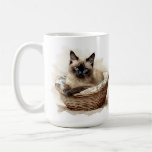 BEAUTIFUL SEAL POINT SIAMESE KITTEN I BASKET KAFFEMUGG