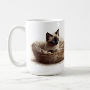 BEAUTIFUL SEAL POINT SIAMESE KITTEN I BASKET KAFFEMUGG