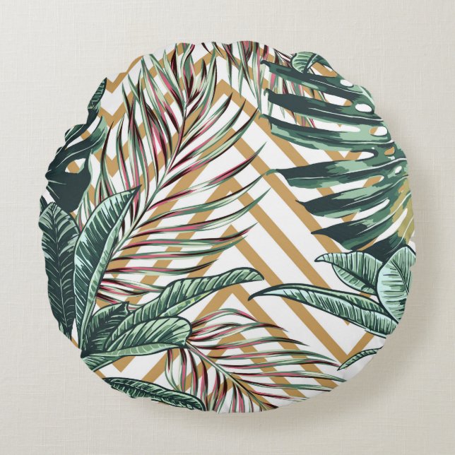 Beautiful seamless floral pattern background with  rund kudde (Framsidan)