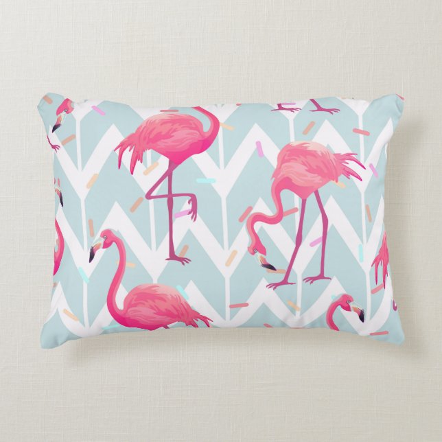 Beautiful seamless tropical pattern with pink flam prydnadskudde (Framsidan)