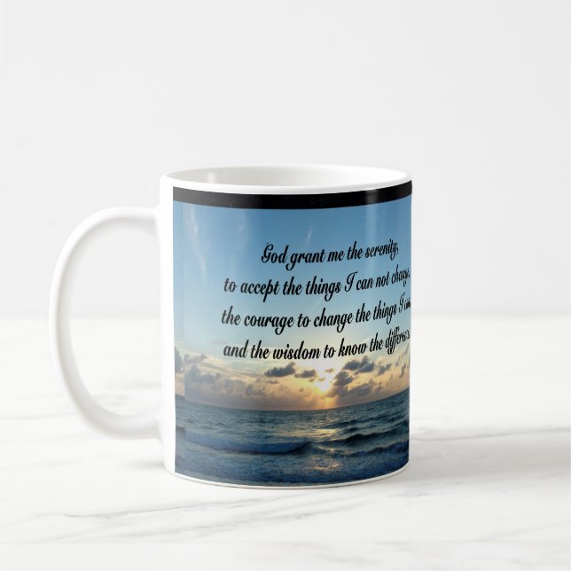 BEAUTIFUL SERENITY PRAYER OCEAN PHOTO KAFFEMUGG (Vänster)