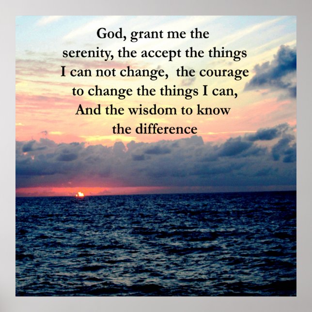 BEAUTIFUL SERENITY PRAYER SUNRISE ÖVER OCEAN POSTER (Framsidan)