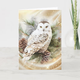 Beautiful Snowy Owl Christmas Helgkort