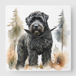 BEAUTIFUL STOR BLACK RYSKA TERRIER HUND FYRKANTIG KLOCKA