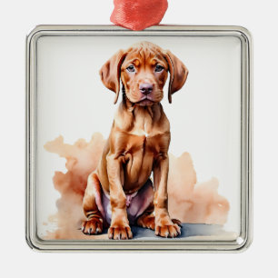 BEAUTIFUL STORA RED VIZSLA HUND JULGRANSPRYDNAD METALL