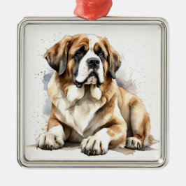 BEAUTIFUL STORGE SAINT BERNARD HUND JULGRANSPRYDNAD METALL