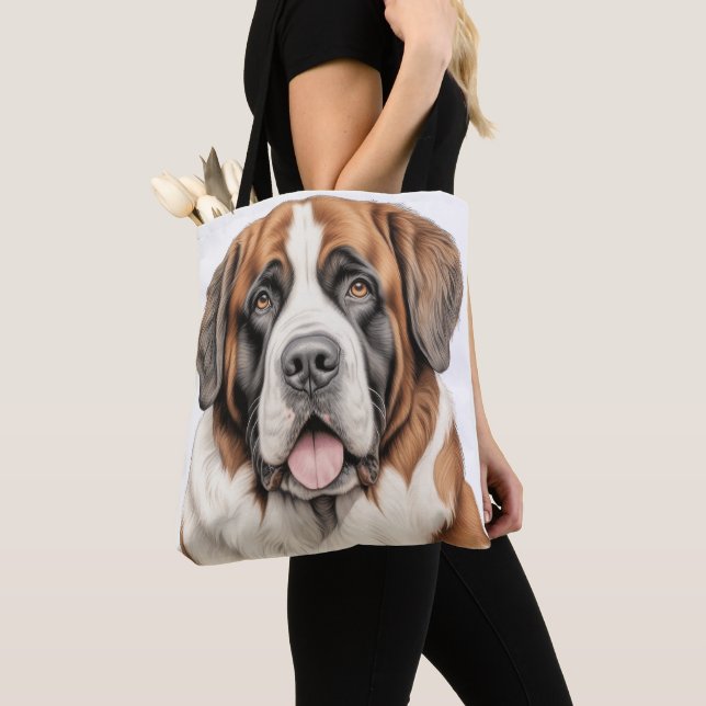 BEAUTIFUL STORGE SAINT BERNARD HUND TYGKASSE (Närbild)