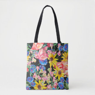 Beautiful Summer flowers with roses. Floral seamle Tygkasse