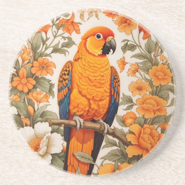 Beautiful Sun Conure William Morris Inspired Underlägg (Framsidan)