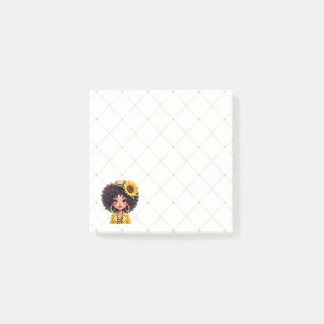 Beautiful Sunflower Girl Post-it Notes Block (Framsida)