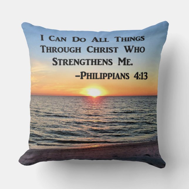 BEAUTIFUL SUNRISE PHILIPPIANS 4:13 PILLOW KUDDE (Framsida)
