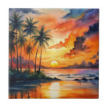 Beautiful Sunset Kakelplatta<br><div class="desc">A beautiful beach sunset</div>