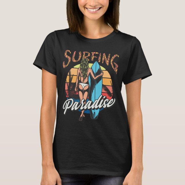 Beautiful Surfing Surfboard Retro Graphic T Shirt (Framsida)