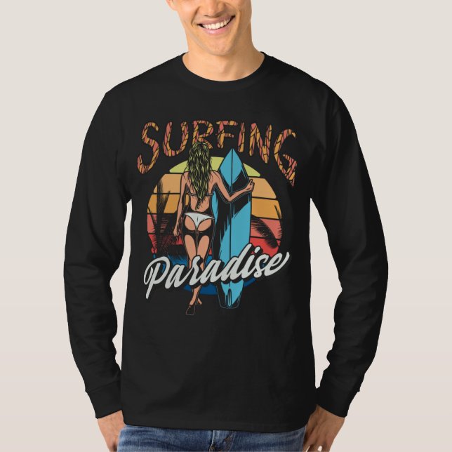 Beautiful Surfing Surfboard Retro Graphic T Shirt (Framsida)