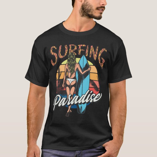 Beautiful Surfing Surfboard Retro Graphic T Shirt (Framsida)