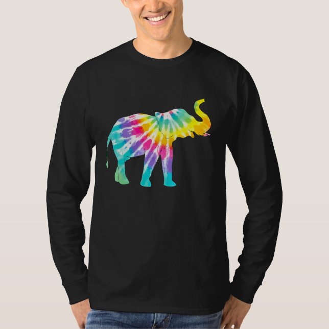 Beautiful Tie Dye Elephant T Shirt (Framsida)