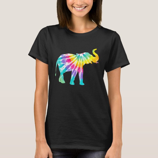 Beautiful Tie Dye Elephant T Shirt (Framsida)