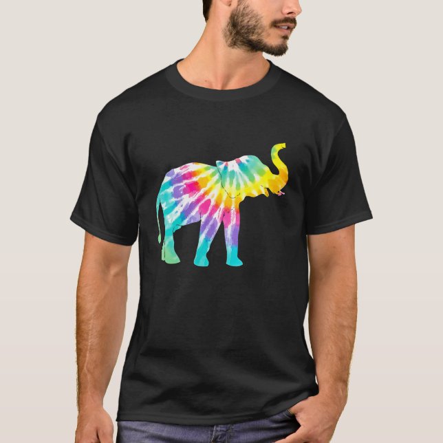 Beautiful Tie Dye Elephant T Shirt (Framsida)