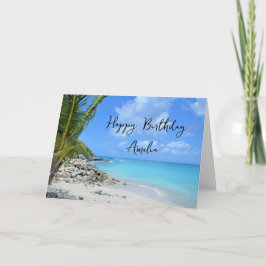 Beautiful Turquoise Tropical Beach  Birthday Kort