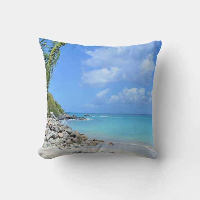 Beautiful Turquoise Tropical Beach Kudde (Framsida)