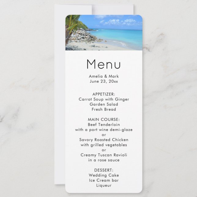 Beautiful Turquoise Tropical Beach Menu Inbjudningar (Framsida)
