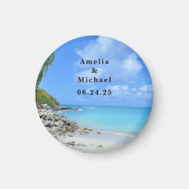 Beautiful Turquoise Tropical Beach Save the Date Magnet (Framsidan)