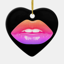 Beautiful Two-Tone Lips on a Valentines Day Tree  Julgransprydnad Keramik