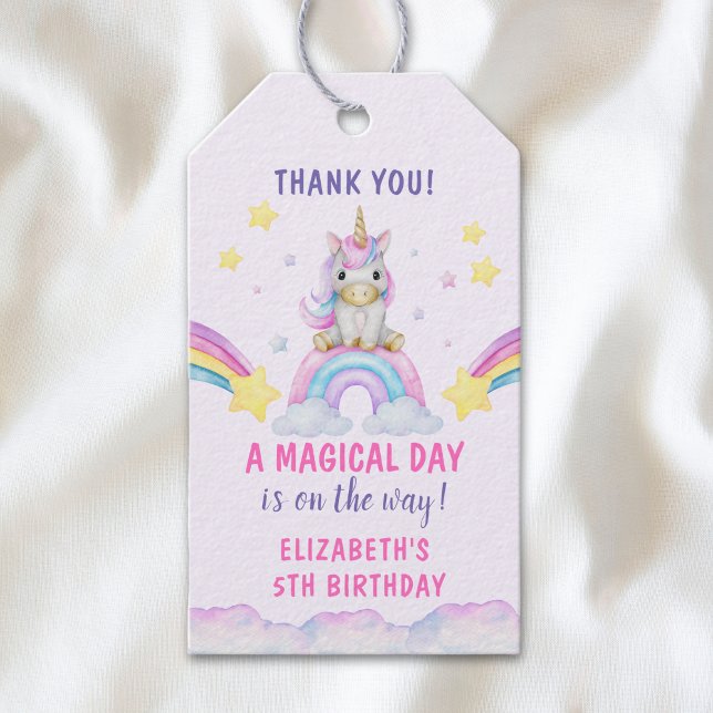 Beautiful Unicorn Birthday Girl Presentetikett (Skapare uppladdad)