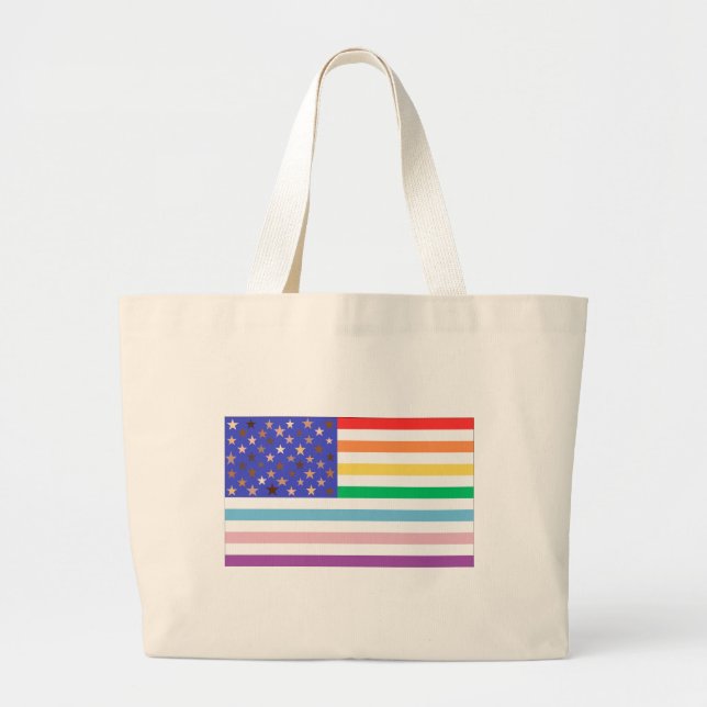 Beautiful USA FLag  Large Tote Bag Jumbo Tygkasse (Framsidan)