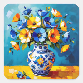 Beautiful Vase of Flowers Fyrkantigt Klistermärke