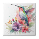 Beautiful Vibrant Watercolor Hummingbird Print Kakelplatta<br><div class="desc">This beautiful Watercolor Hummingbird Print Tile will look good on any coffee table as a coaster or mounted on a wall. The vibrant colours make it stand out and would be a great vocal point in any room. Other sets are available in my Homeware store.</div>