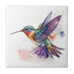 Beautiful Vibrant Watercolor Hummingbird Print Kakelplatta<br><div class="desc">This beautiful Watercolor Hummingbird Print Tile will look good on any coffee table as a coaster or mounted on a wall. The vibrant colours make it stand out and would be a great vocal point in any room. Other sets are available in my Homeware store.</div>