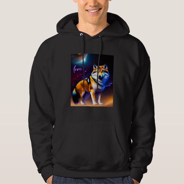 Beautiful Vibrant Wolf Nature s Beauty  1 Hoodie (Framsida)