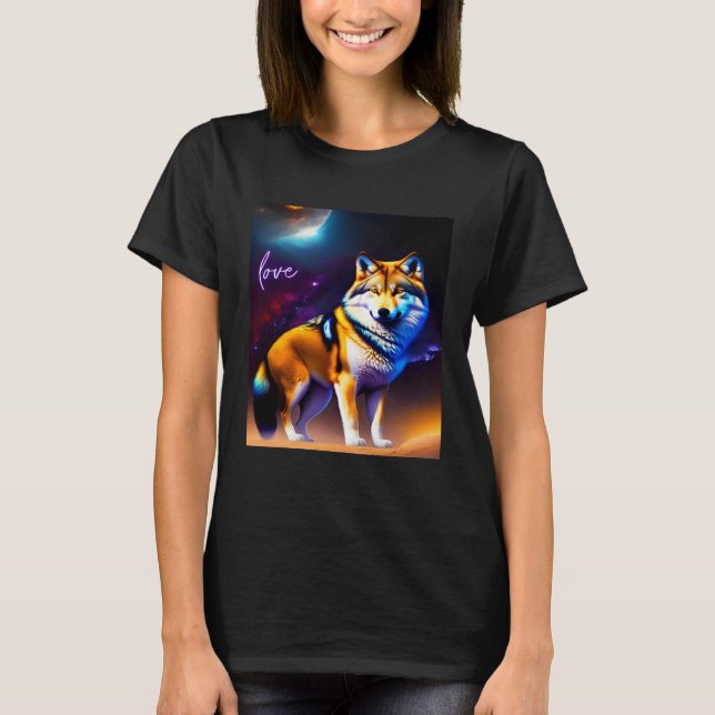 Beautiful Vibrant Wolf Nature s Beauty  1 T Shirt (Framsida)