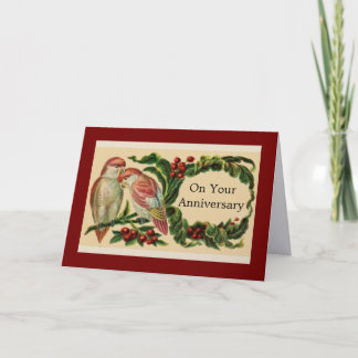 Beautiful Vintage Birds Anniversary Greeting Card Kort