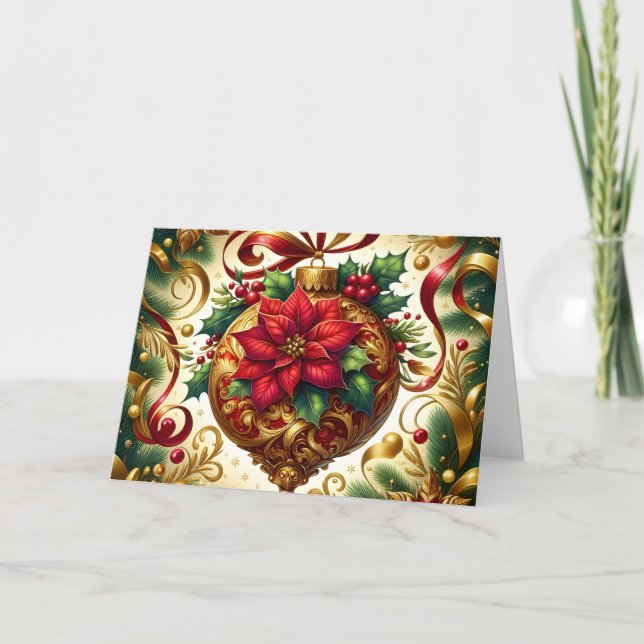 Beautiful Vintage Christmas Tree Ornament Helgkort (Framsida)