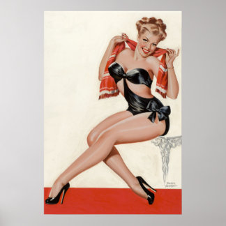 Beautiful Vintage Pin up girl art poster