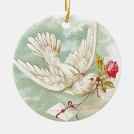 BEAUTIFUL Vintage Victorian Dove Brev Julgransprydnad Keramik