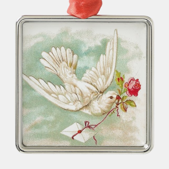 BEAUTIFUL Vintage Victorian Dove Brev Julgransprydnad Metall (Framsidan)