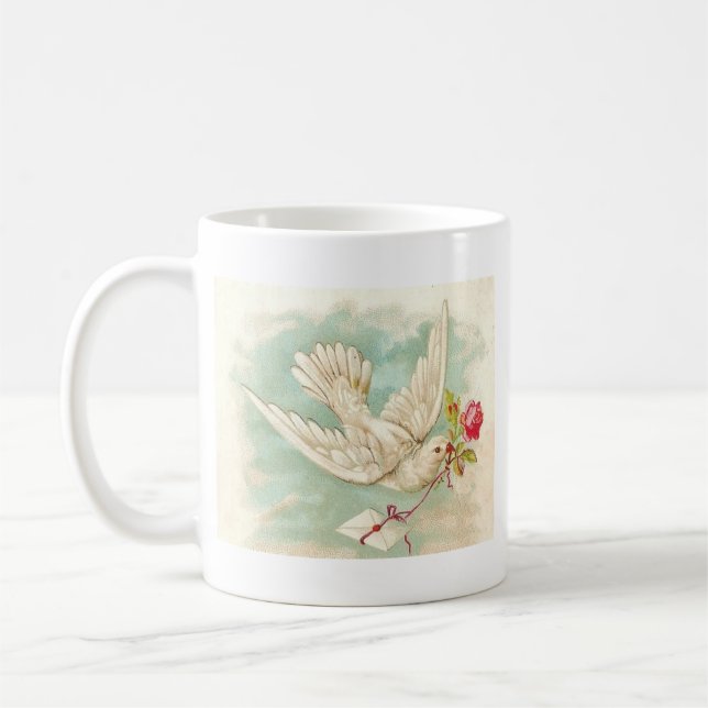 BEAUTIFUL Vintage Victorian Dove Brev Kaffemugg (Vänster)