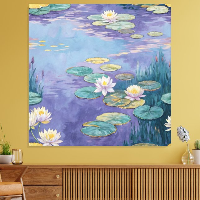 Beautiful Water Lilies Monet Art Canvastryck (Insitu (Vardagsrum))