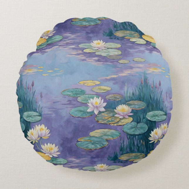 Beautiful Water Lilies Monet Art Rund Kudde (Framsidan)