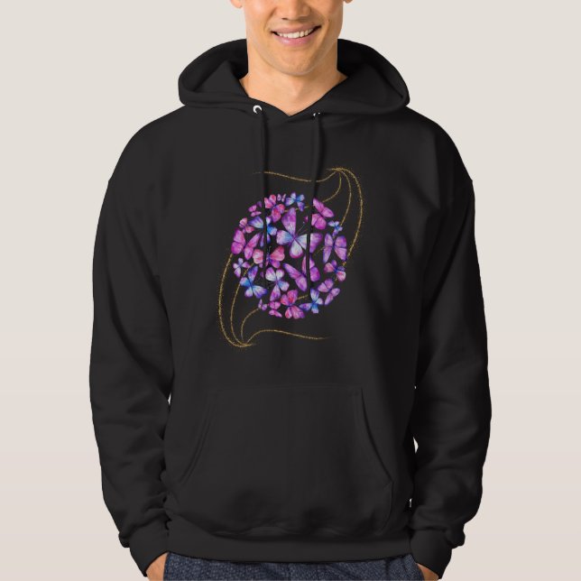 Beautiful Watercolor Butterflies with Gold Bling Hoodie (Framsida)