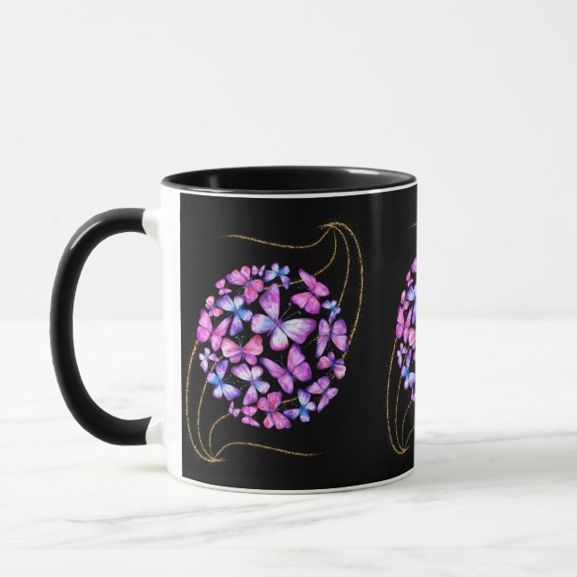 Beautiful Watercolor Butterflies with Gold Bling Mugg (Vänster)