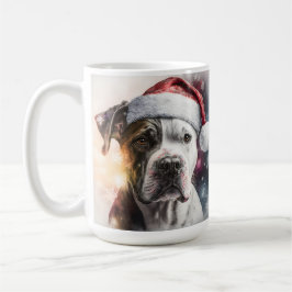 BEAUTIFUL WATERCOLOR CHRISTMAS BULLDOG KAFFEMUGG