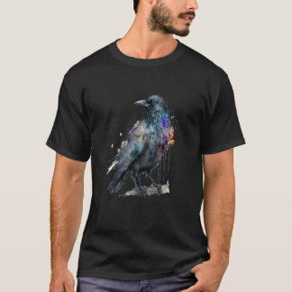 Beautiful Watercolor Crow Portrait T Shirt