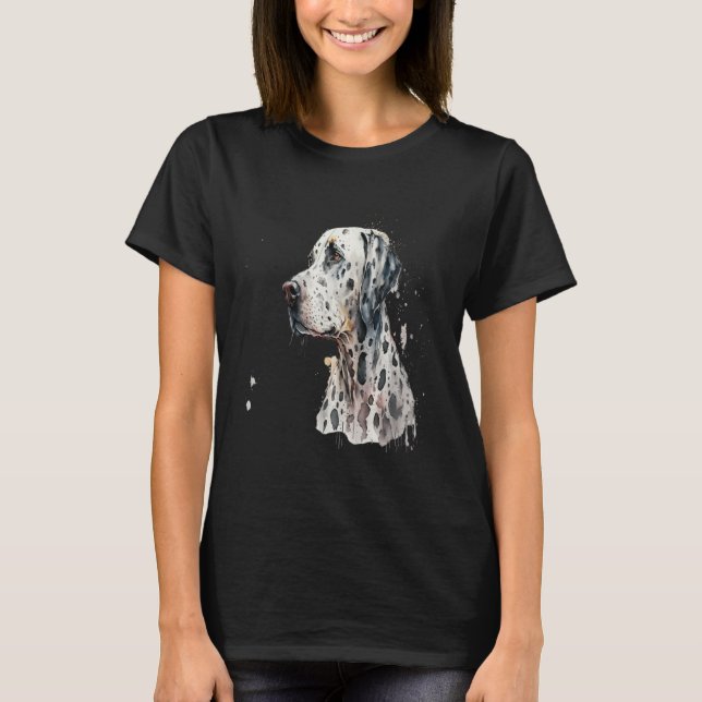 Beautiful Watercolor Dalmatian Portrait T Shirt (Framsida)