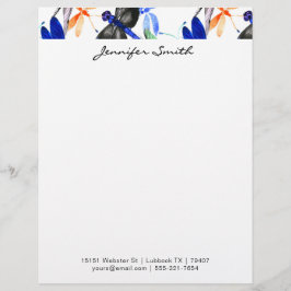 Beautiful Watercolor Dragonfly Pattern Border Brevhuvud