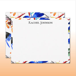 Beautiful Watercolor Dragonfly Pattern Frame Anteckningskort